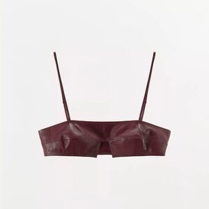 Zara Wine  Leather Crop Bralette